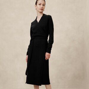 NWT Black Wrap Midi Sweater Dress from Banana Republic Factory